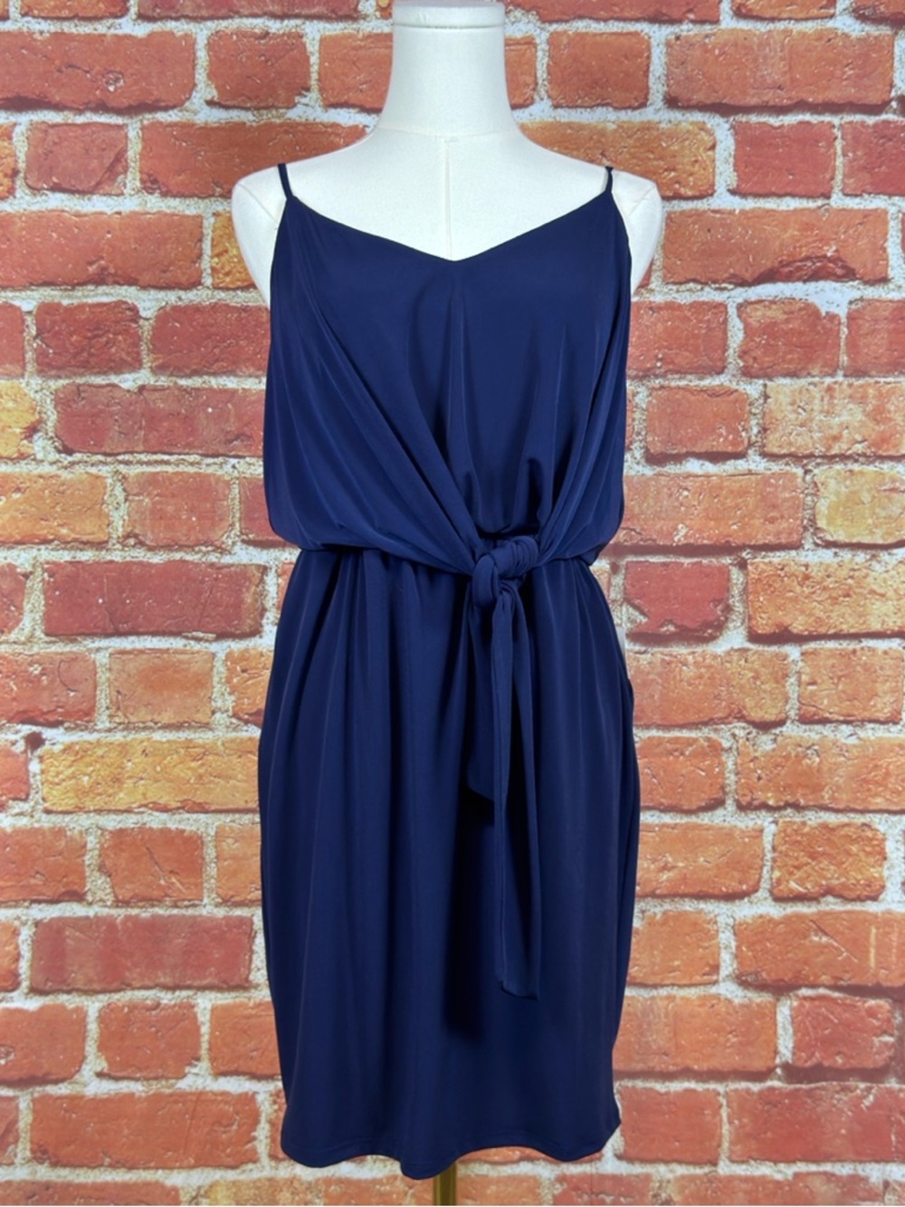 1.‎ State Navy Midi Dress with Tie Waist Size Small Elegant Party Cocktail NEW
